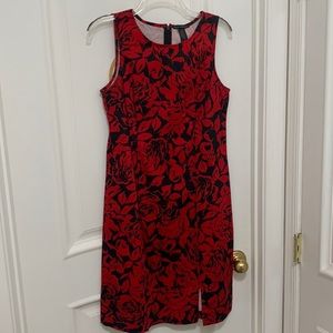 Black and red floral sleeveless dress. Size 10